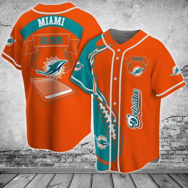 Miami Dolphins NFL Baseball Jersey Shirt