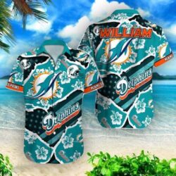 Miami Dolphins NFL Flower Tropical Hawaiian Shirt Custom Name