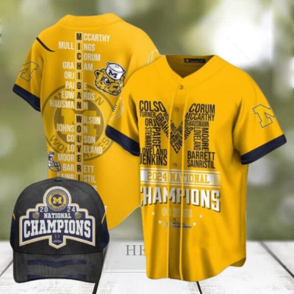 Michigan Wolverines 2024 National Champions Go Blue Baseball Jersey