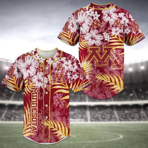 Minnesota Golden Gophers NCAA Baseball Jersey Shirt Flower