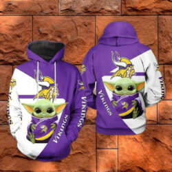 Minnesota Vikings NFL Baby Yoda Team 3D Hoodie All Over Print