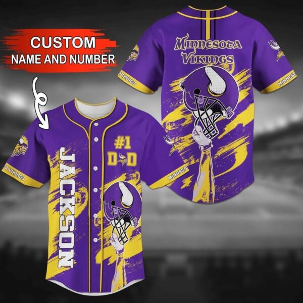 Minnesota Vikings NFL Personalized Custom Name Baseball Jersey Shirt