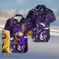 Minnesota Vikings Skull And Flower Halloween Hawaiian Shirt For Men And Women