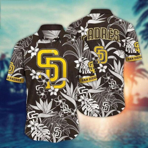 Monochrome Florals MLB San Diego Padres Hawaiian Shirt