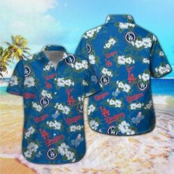 Navy Hibiscus Los Angeles Dodgers Tropical Hawaiian Shirt