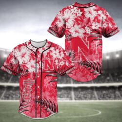 Nebraska Cornhuskers NCAA Baseball Jersey Shirt Flower