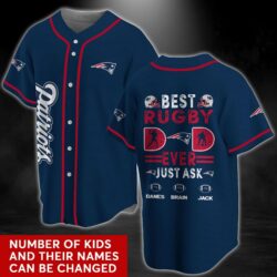 New England Patriots NFL Personalized Baseball Jersey Shirt – Best Rugby Dad Ever