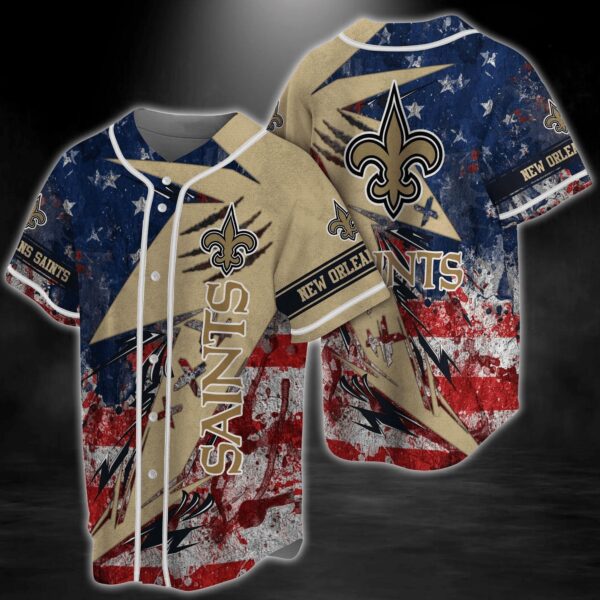 New Orleans Saints Baseball Jersey Shirt with NFL Logo