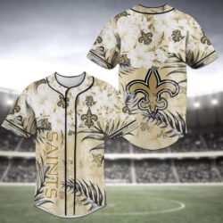 New Orleans Saints Flower Patterned Baseball Jersey Shirt