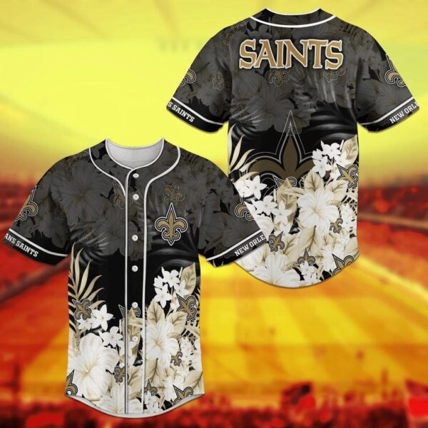 New Orleans Saints NFL Baseball Jersey Shirt Floral