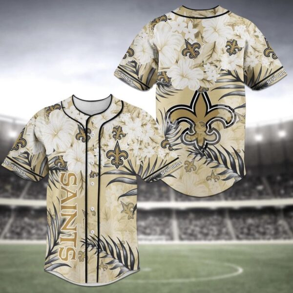 New Orleans Saints NFL Baseball Jersey Shirt Flower