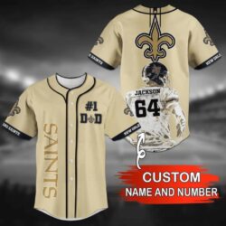 New Orleans Saints NFL Custom Name Baseball Jersey Shirt