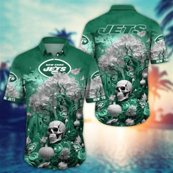 New York Jets Halloween Skull Pumpkin – NFL Hawaiian Shirt