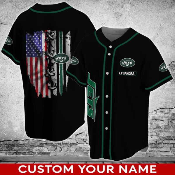 New York Jets NFL Custom Name Baseball Jersey Shirt