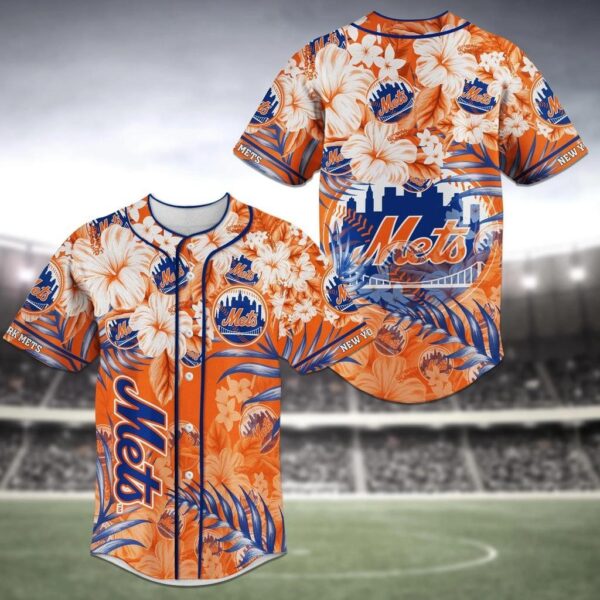 New York Mets MLB Baseball Jersey Shirt Flower