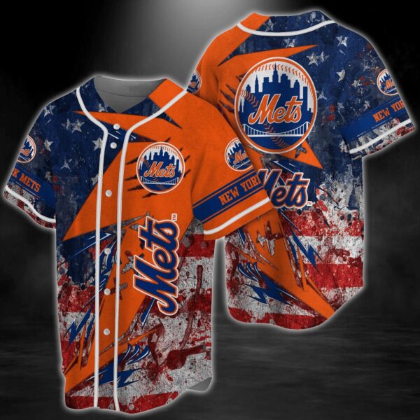 New York Mets MLB Baseball Jersey Shirt US Flag