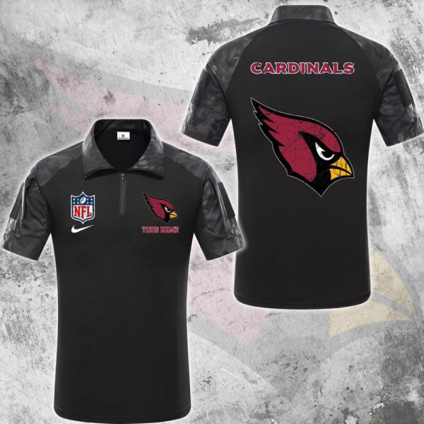 NFL Arizona Cardinals Tactical Polo Shirt, Custom Football Zip Polo Shirt