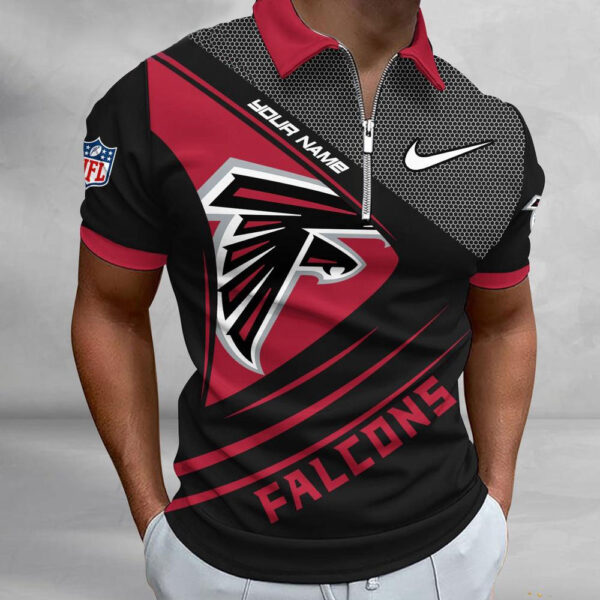 NFL Atlanta Falcons Polo Shirt, Football Sport Zip Polo Shirt