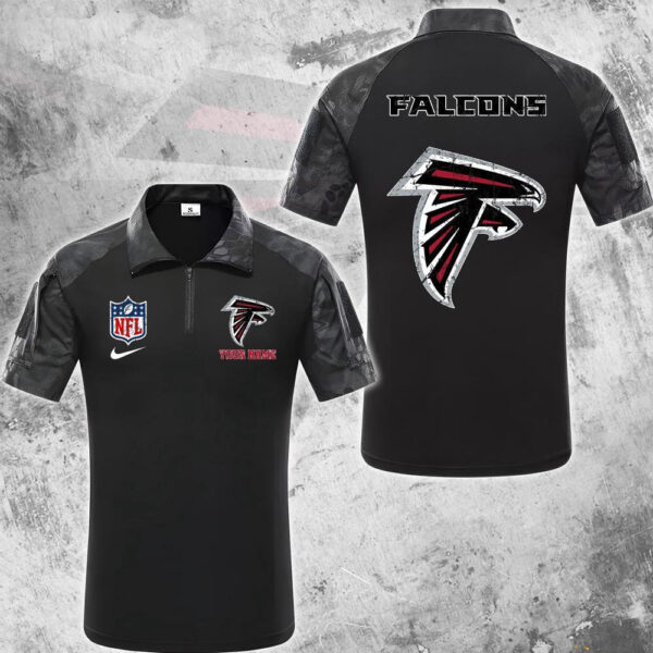 NFL Atlanta Falcons Tactical Polo Shirt, Custom Football Zip Polo Shirt