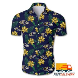 NFL Baltimore Ravens Hawaiian Shirt Flower Gift For Fans Football Lover