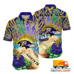 NFL Baltimore Ravens Hawaiian Shirt Style Beach Gift For Fans Football Lover