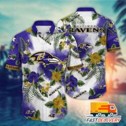 NFL Baltimore Ravens Hawaiian Shirt Style Flower Gift For Fans Football Lover