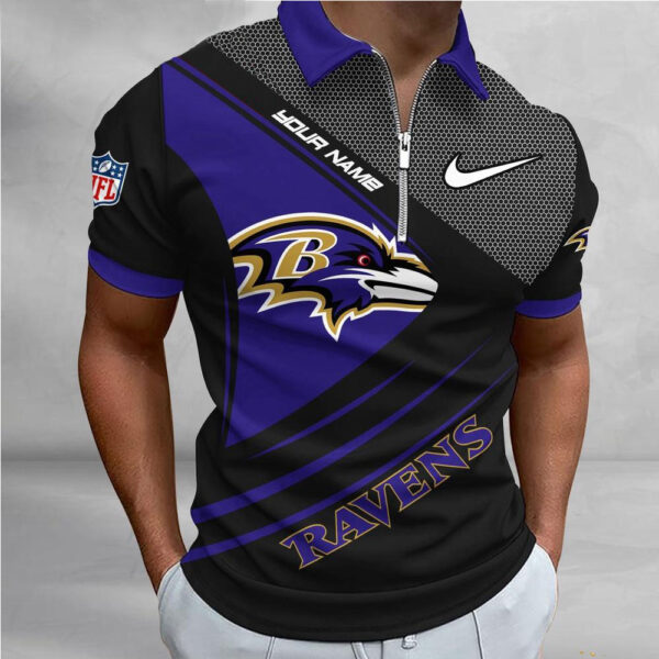 NFL Baltimore Ravens Polo Shirt, Football Sport Zip Polo Shirt