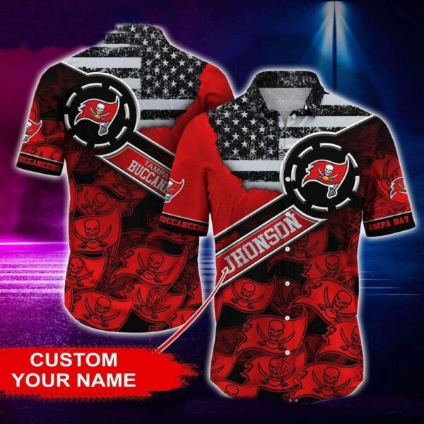 NFL Buccaneers Star-Spangled Banner Red Hawaiian Shirt