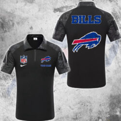 NFL Buffalo Bills Tactical Polo Shirt, Custom Football Zip Polo Shirt