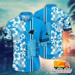 NFL Carolina Panthers Hawaiian Shirt Style Half Flower Gift For Fans Football Lover