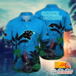 NFL Carolina Panthers Hawaiian Shirt Style Tropical Tree Gift For Fans Football Lover