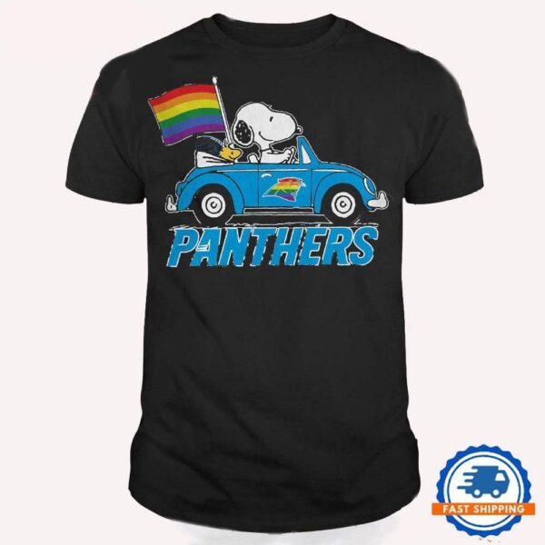 NFL Carolina Panthers Snoopy Peanuts LGBT Flag T Shirt, LGBT Pride T Shirt