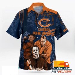 NFL Chicago Bears Hawaiian Shirt Style Halloween Horror Gift For Fans Football Lover