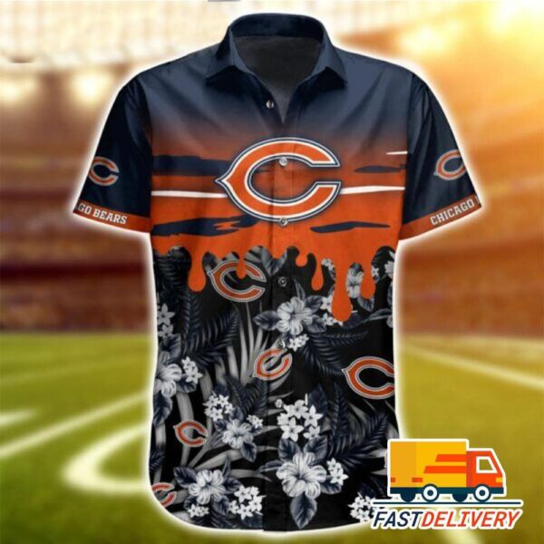 NFL Chicago Bears Hawaiian Shirt Tropical Flower Gift For Fans Football Lover