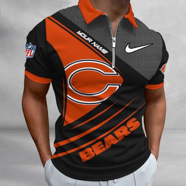 NFL Chicago Bears Polo Shirt, Football Sport Zip Polo Shirt