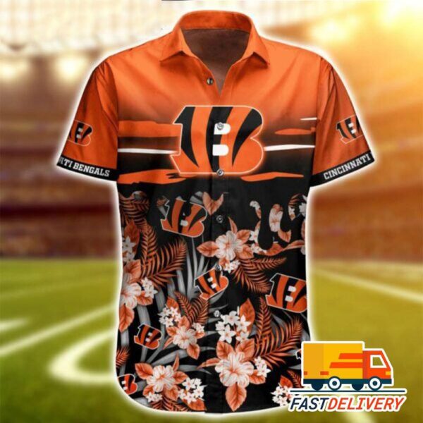 NFL Cincinnati Bengals Hawaiian Shirt Style Tropical Flower Gift For Fans Football Lover