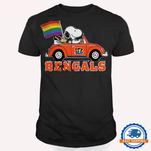 NFL Cincinnati Bengals Snoopy Peanuts LGBT Flag T Shirt, LGBT Pride T Shirt