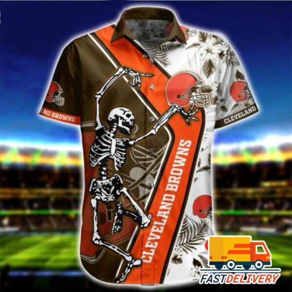 NFL Cleveland Browns Hawaiian Shirt Dance With Death Gift For Fans Football Lover