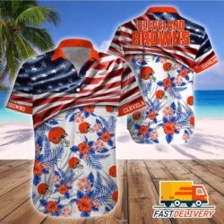 NFL Cleveland Browns Hawaiian Shirt Flag Us Style Gift For Fans Football Lover