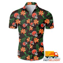 NFL Cleveland Browns Hawaiian Shirt Flower Gift For Fans Football Lover