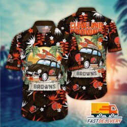 NFL Cleveland Browns Hawaiian Shirt Style Vacation Gift For Fans Football Lover