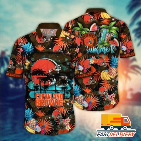 NFL Cleveland Browns Hawaiian Shirt Tropical Fruit Gift For Fans Football Lover