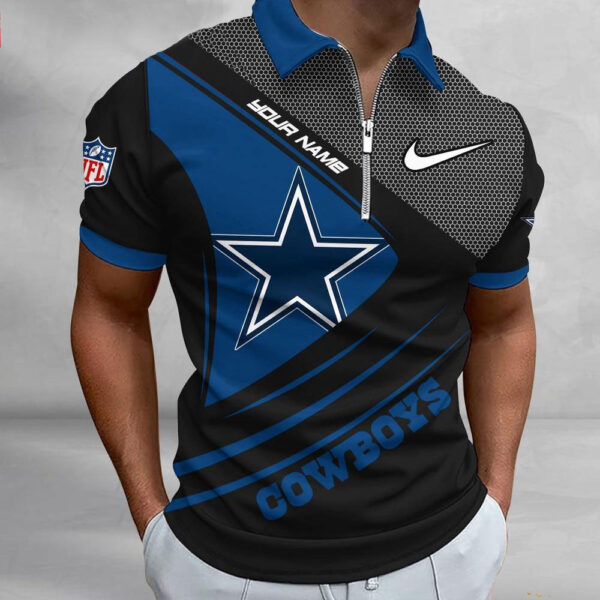 NFL Dallas Cowboys Polo Shirt, Football Sport Zip Polo Shirt