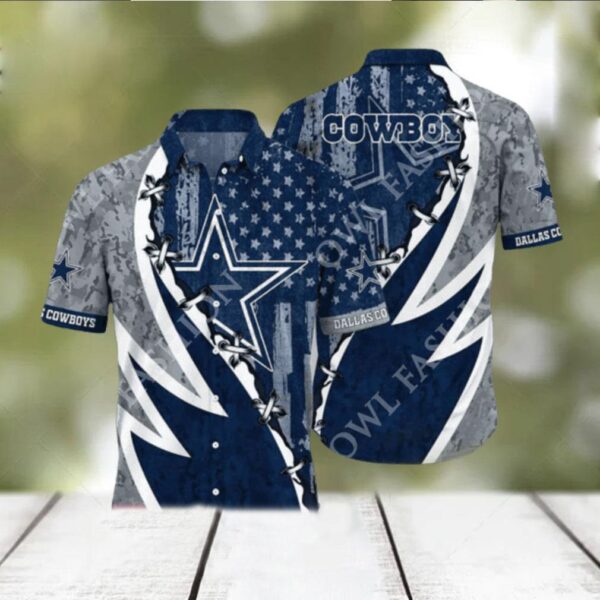 NFL Dallas Cowboys Summer Graphic American Flag Hawaiian Shirt 2024