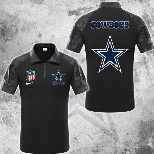 NFL Dallas Cowboys Tactical Polo Shirt, Custom Football Zip Polo Shirt