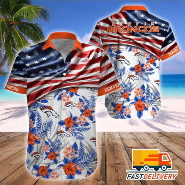 NFL Denver Broncos Hawaiian Shirt Flag Us Style Gift For Fans Football Lover