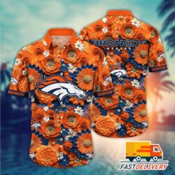 NFL Denver Broncos Hawaiian Shirt Style Tropical Flower Gift For Fans Football Lover