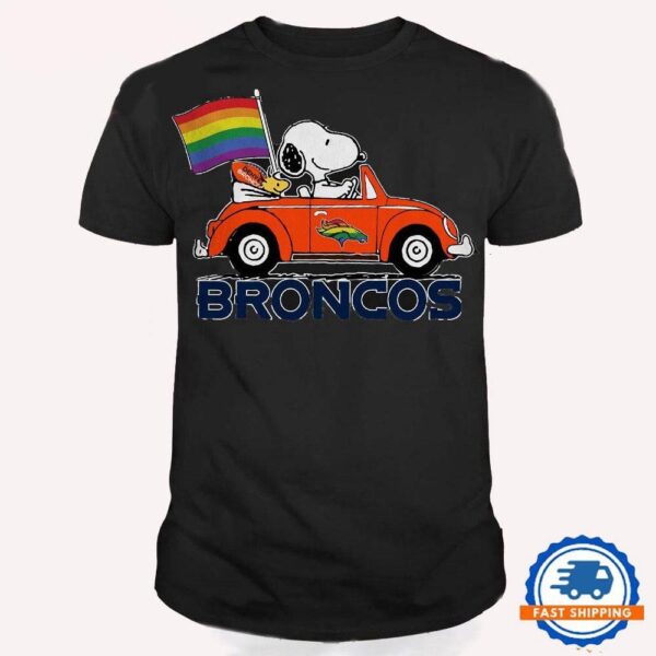 NFL Denver Broncos Snoopy Peanuts LGBT Flag T Shirt, LGBT Pride T Shirt