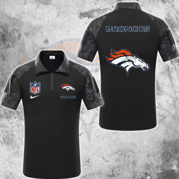 NFL Denver Broncos Tactical Polo Shirt, Custom Football Zip Polo Shirt