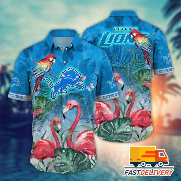 NFL Detroit Lions Hawaiian Shirt Style Flamingo Gift For Fans Football Lover